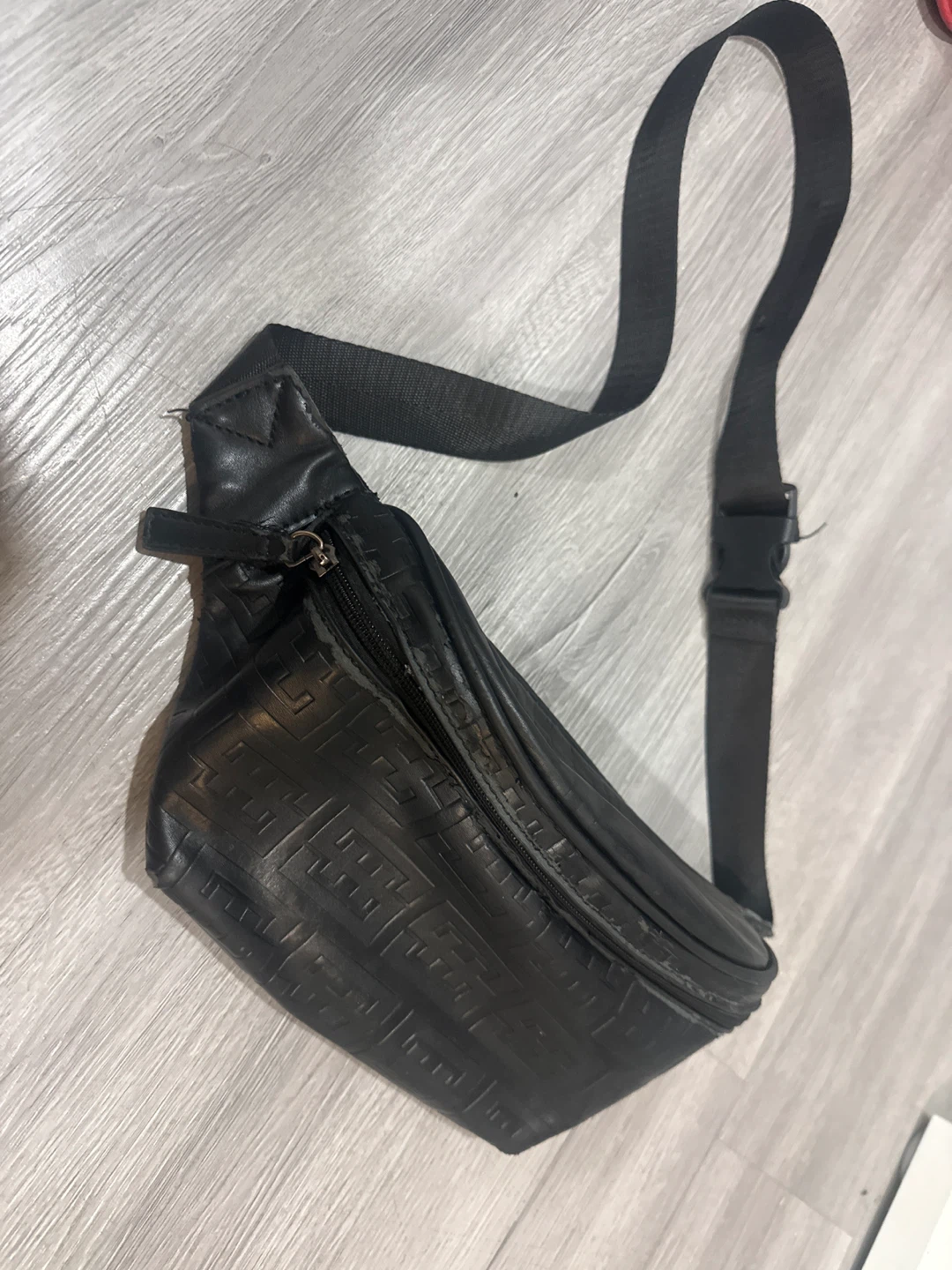 Black Textured Fanny Pack