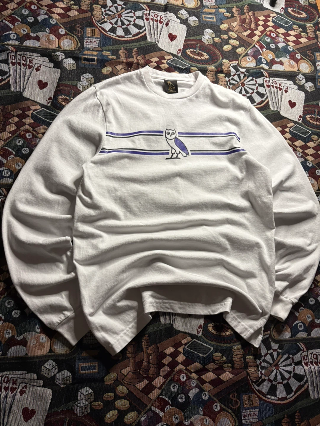 OVO Owl Stripe Long Sleeve T-Shirt - White - photo 2