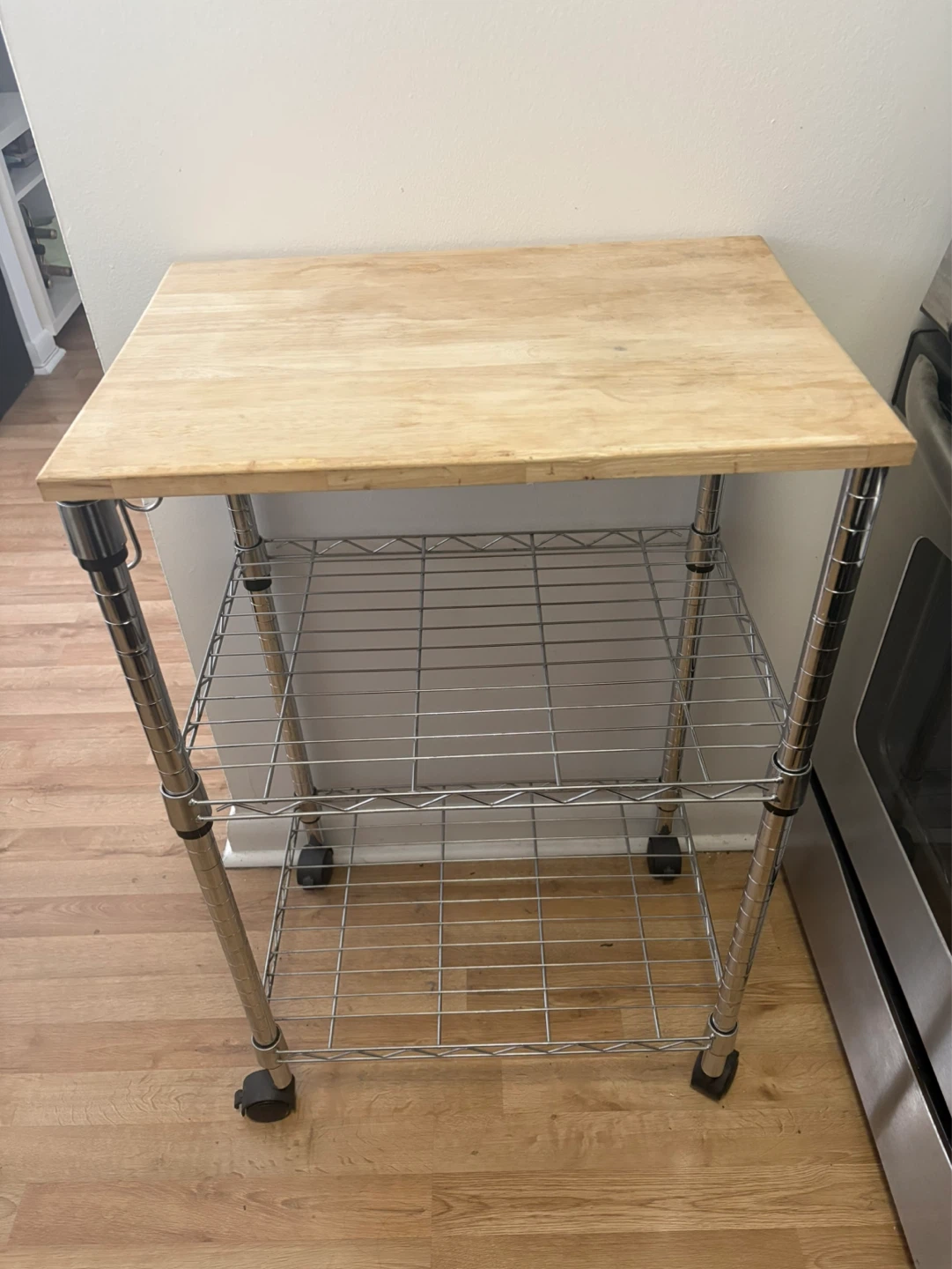 Rolling Kitchen Storage Cart with Wood Top - photo 4