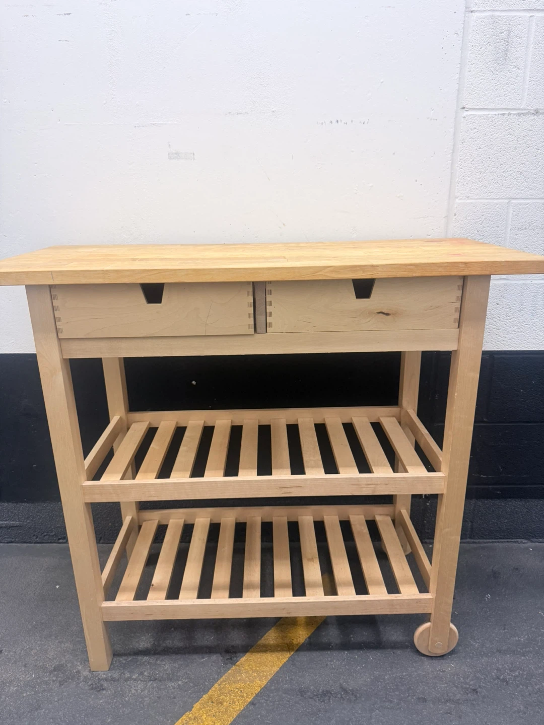 Wooden Kitchen Cart with 2 Drawers and Shelves - photo 3