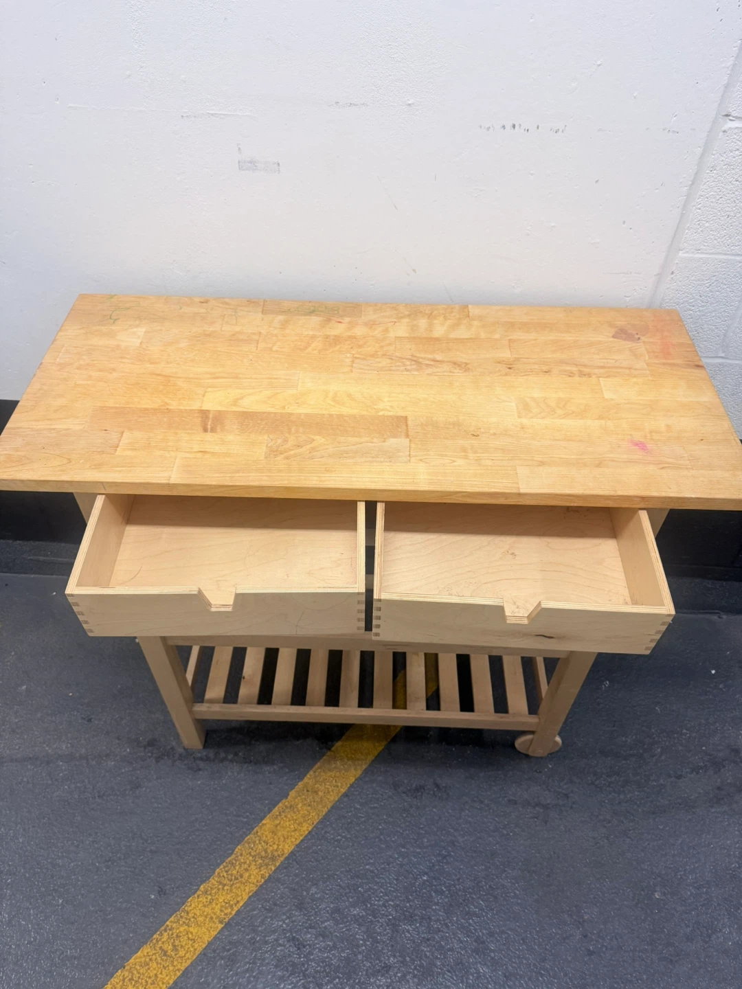 Wooden Kitchen Cart with 2 Drawers and Shelves - photo 2