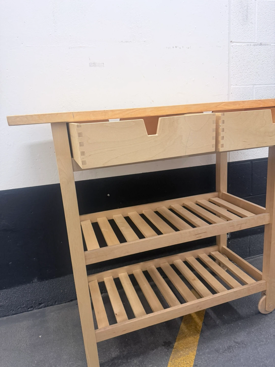 Wooden Kitchen Cart with 2 Drawers and Shelves