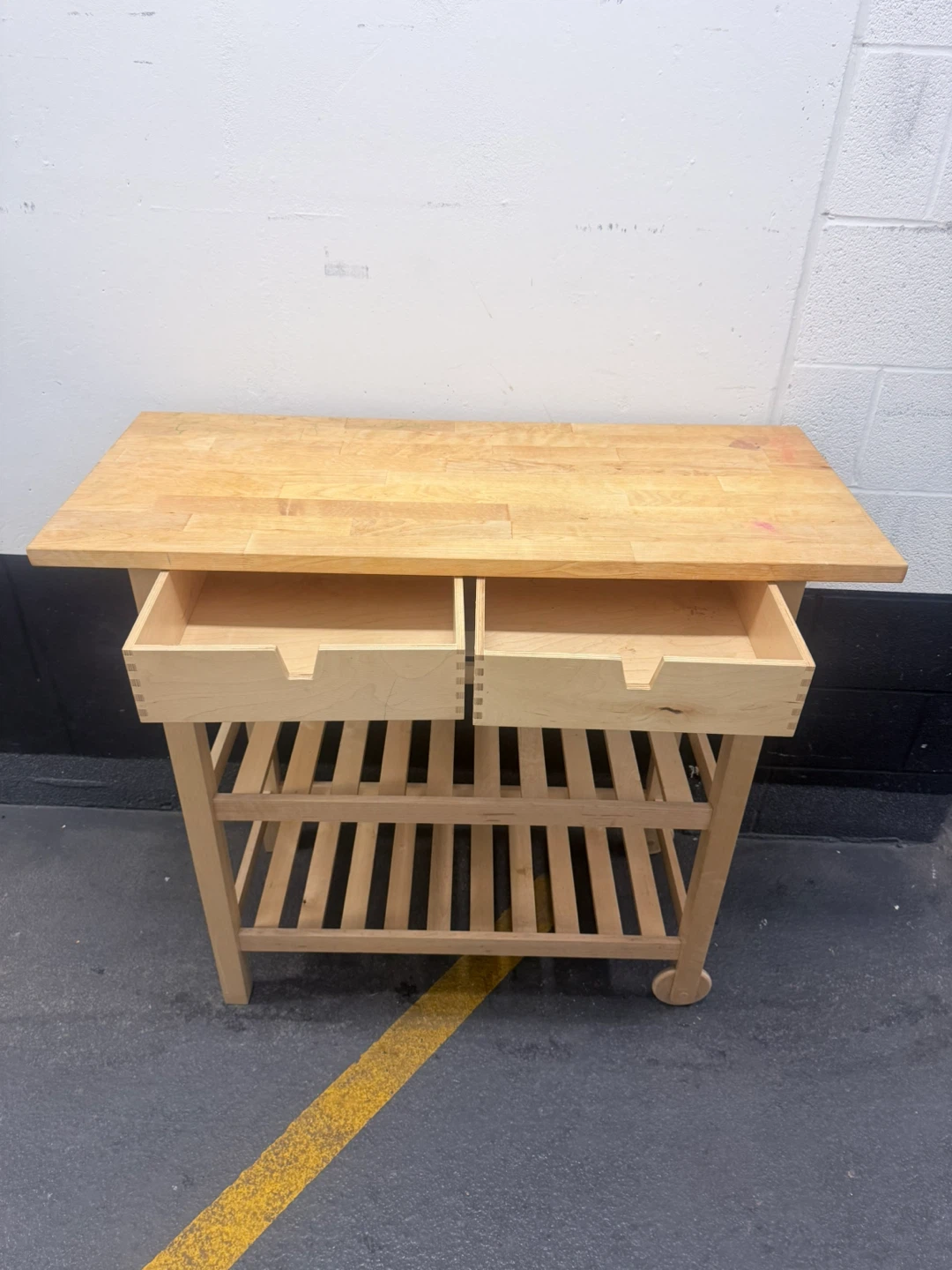 Wooden Kitchen Cart with 2 Drawers and Shelves - photo 4