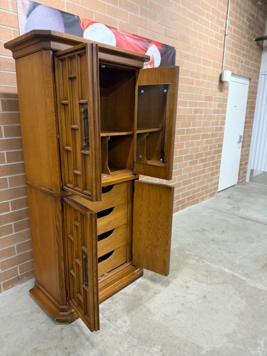 United Furniture Wood Cabinet with Drawers and Shelves - photo 3