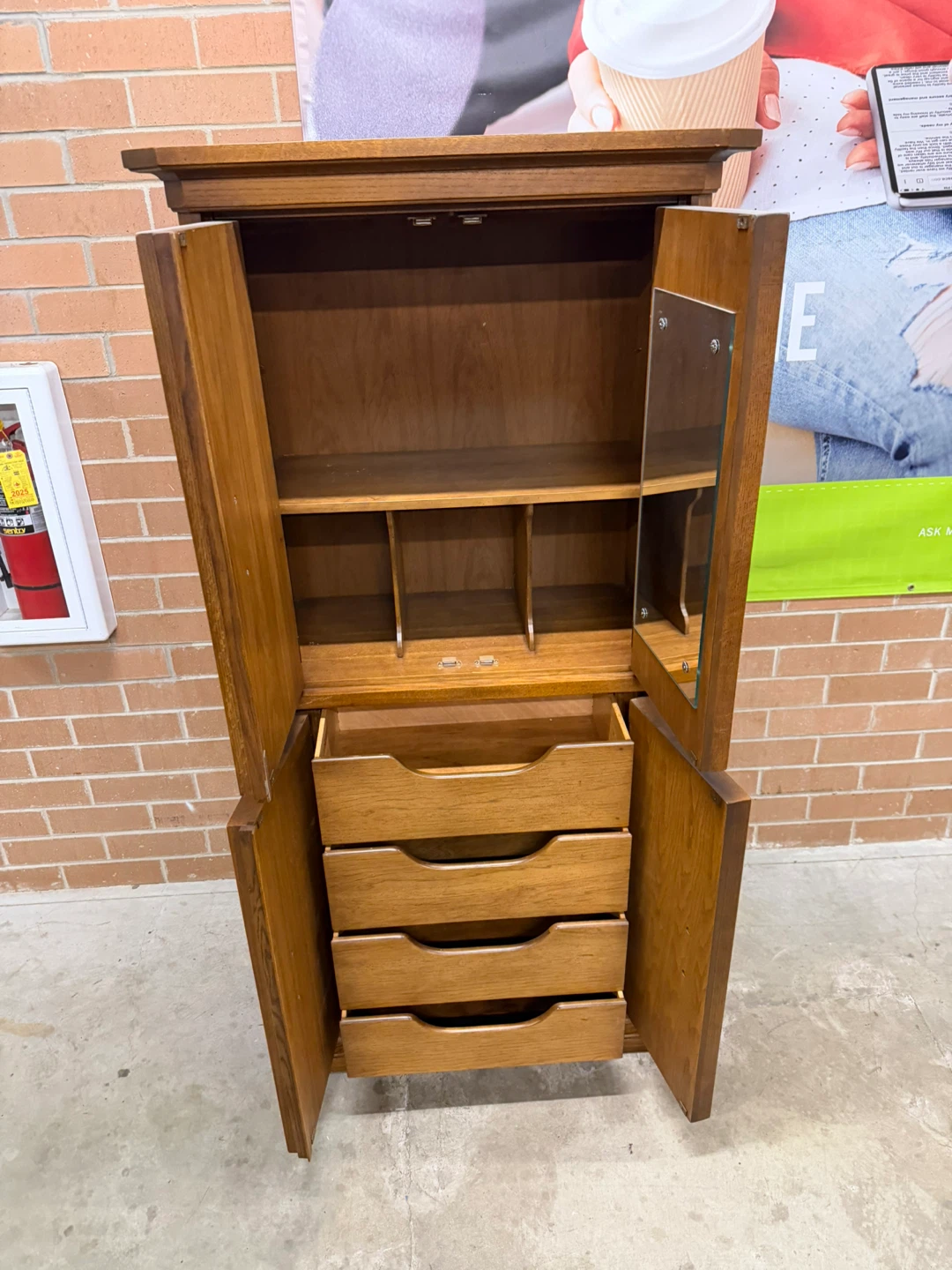 United Furniture Wood Cabinet with Drawers and Shelves - photo 4