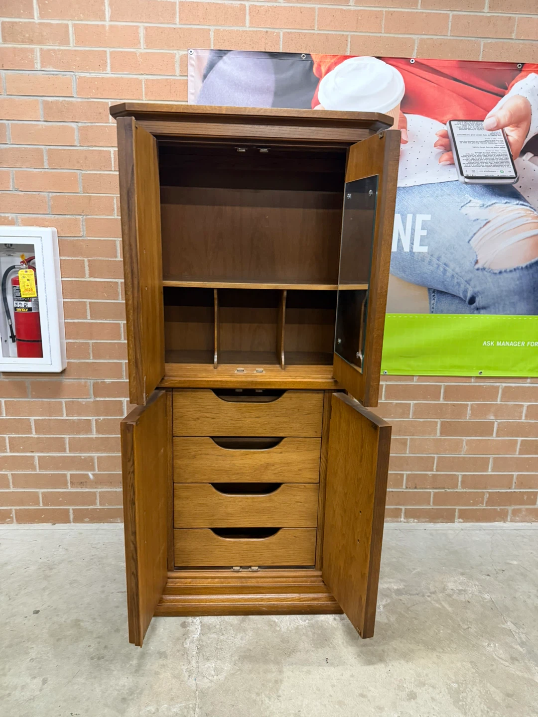 United Furniture Wood Cabinet with Drawers and Shelves - photo 2