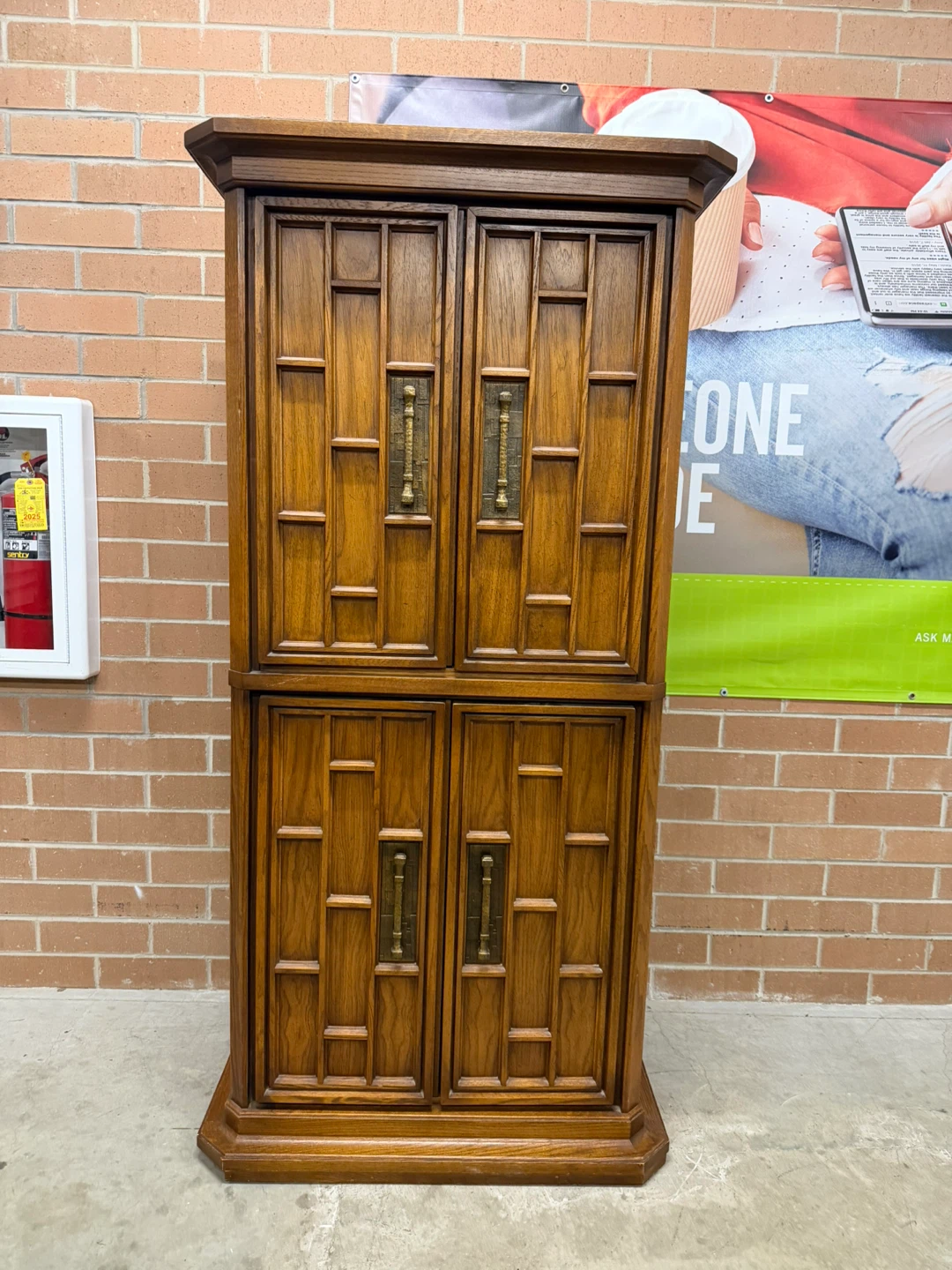 United Furniture Wood Cabinet with Drawers and Shelves