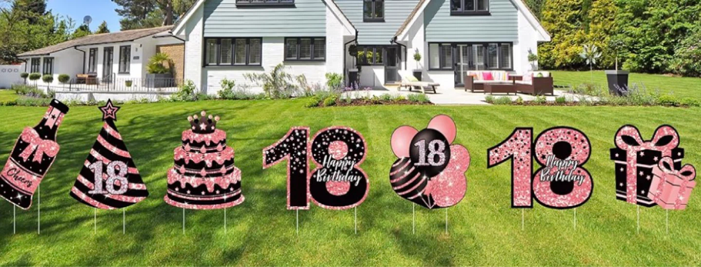 Happy 18th Birthday Yard Sign Decorations Set