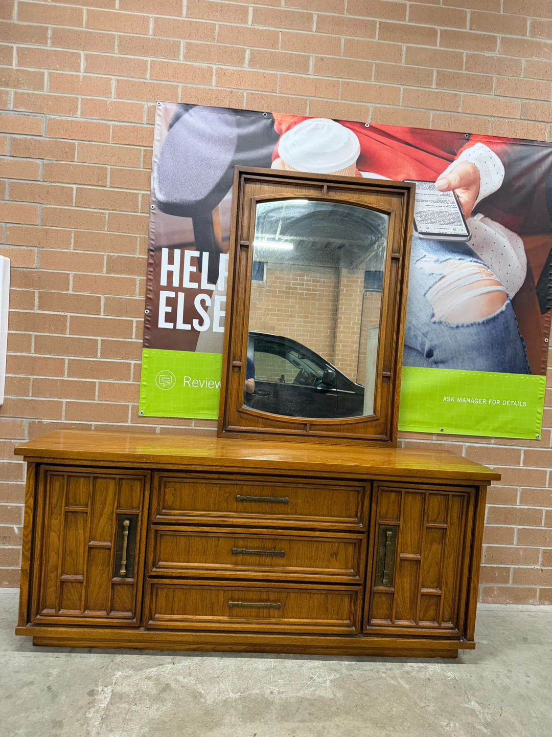 United Wood Dresser with Mirror