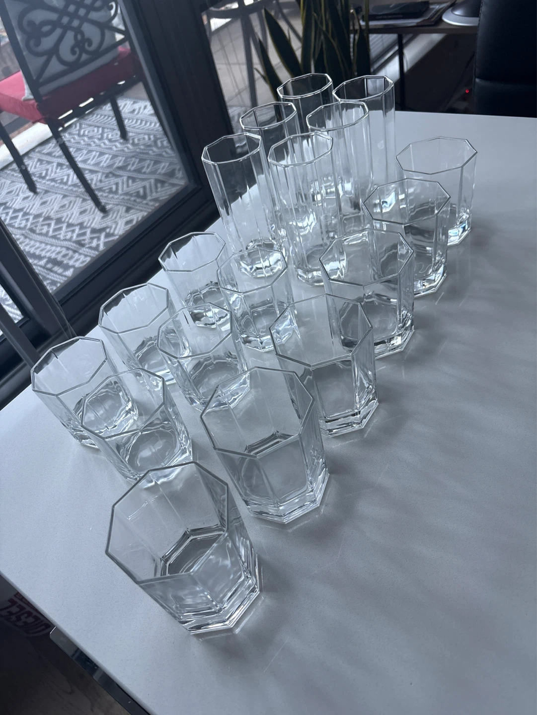 Set of 12 Glasses - 6 Highball, 6 Mid size, 6 small cups
