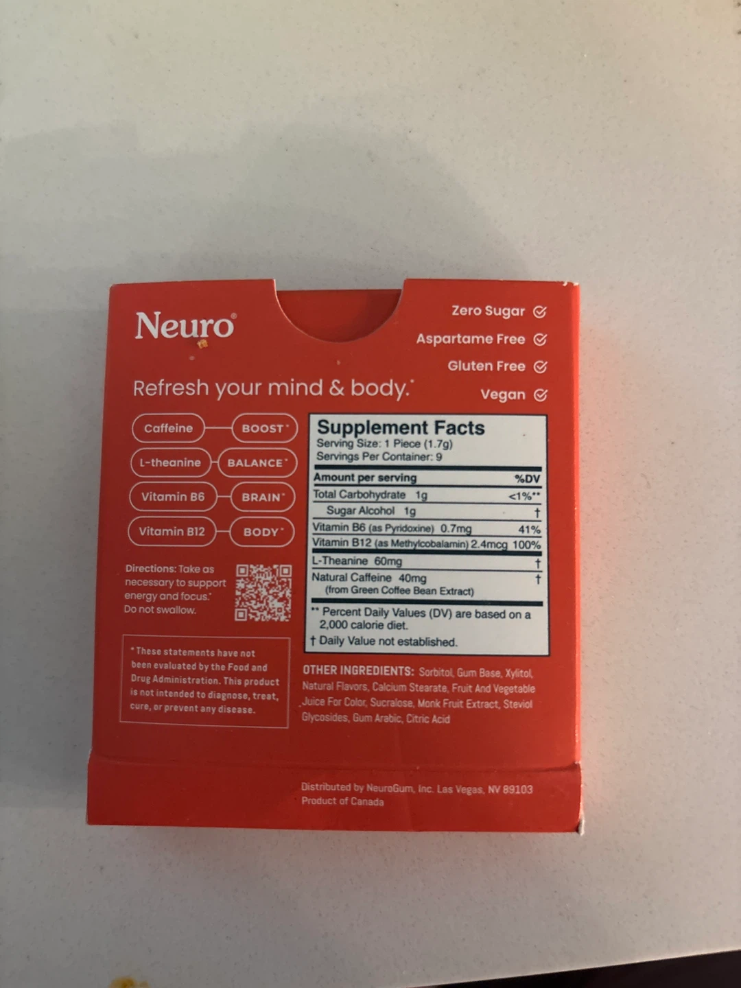Neuro Energy & Focus Gum, Cinnamon, 9 Pieces - photo 2
