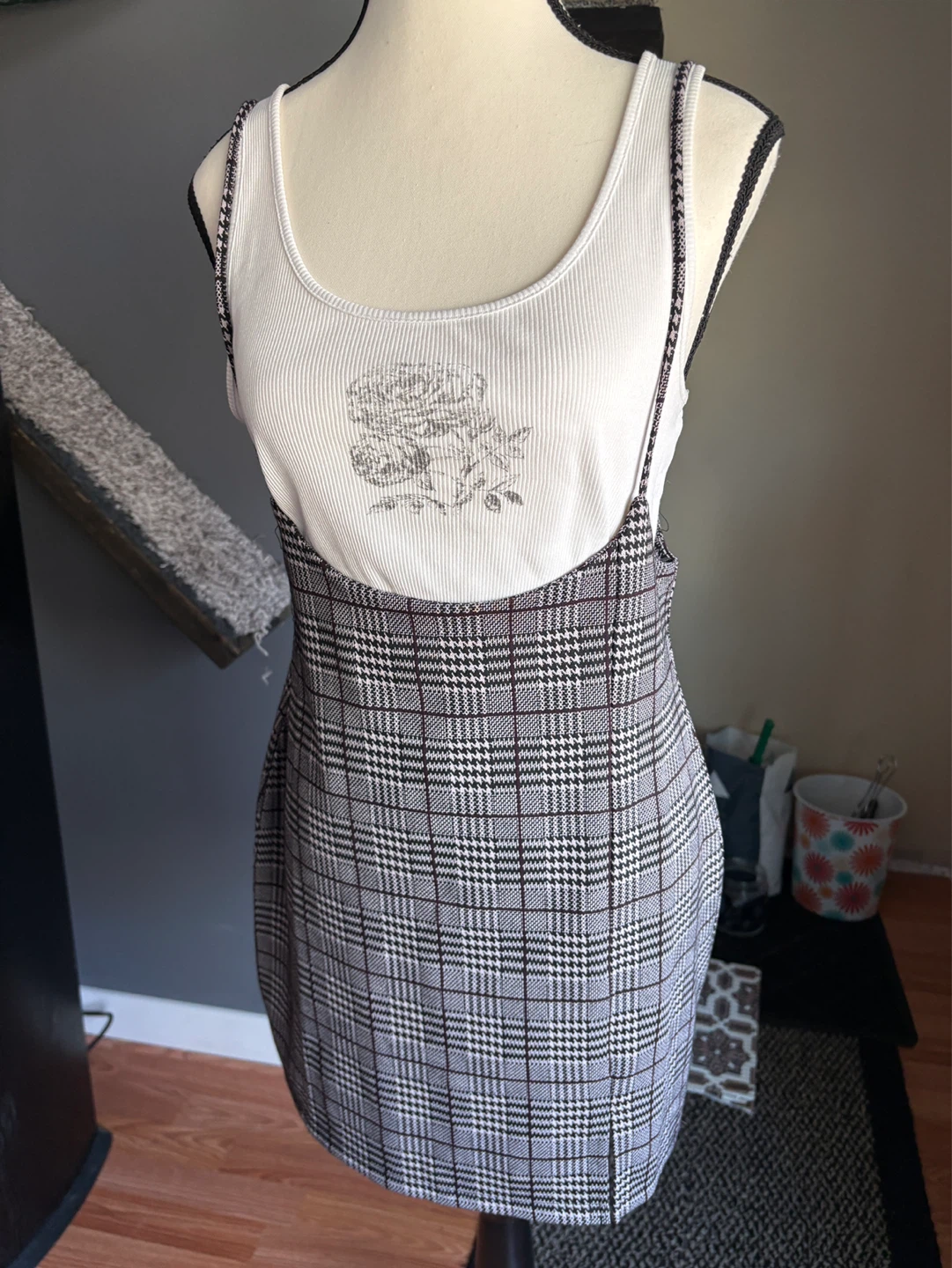 Plaid Pinafore Mini Dress