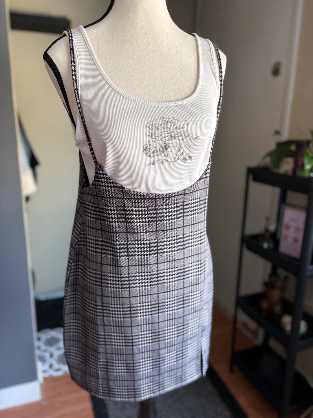 Plaid Pinafore Mini Dress - photo 4
