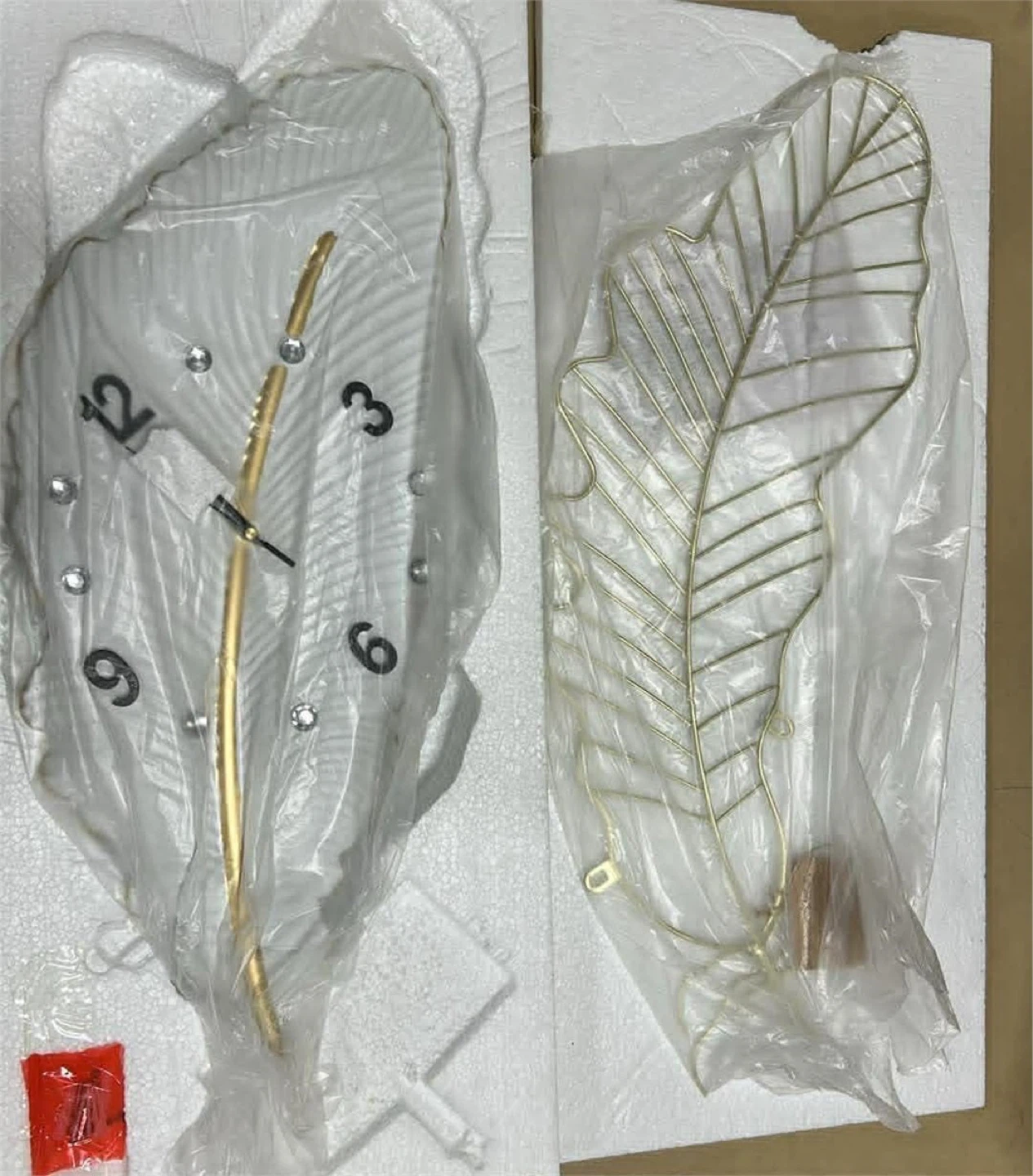 Feather Wall Clock - White & Gold 30"x22" - photo 3