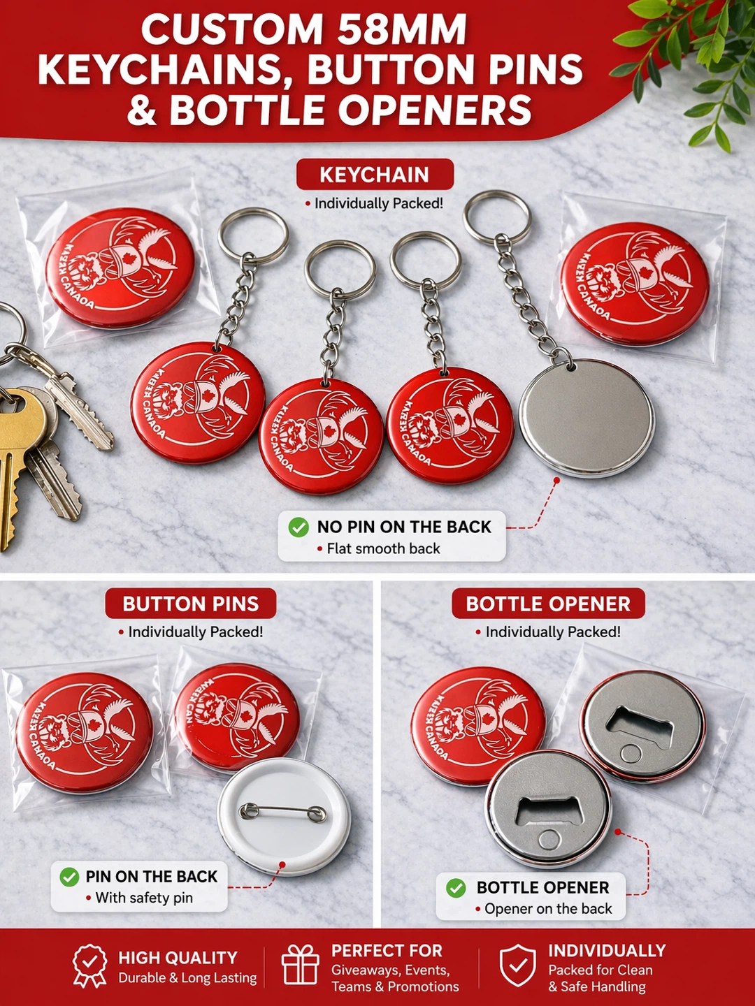 Custom 58mm Keychains, Button Pins & Bottle Openers - photo 3