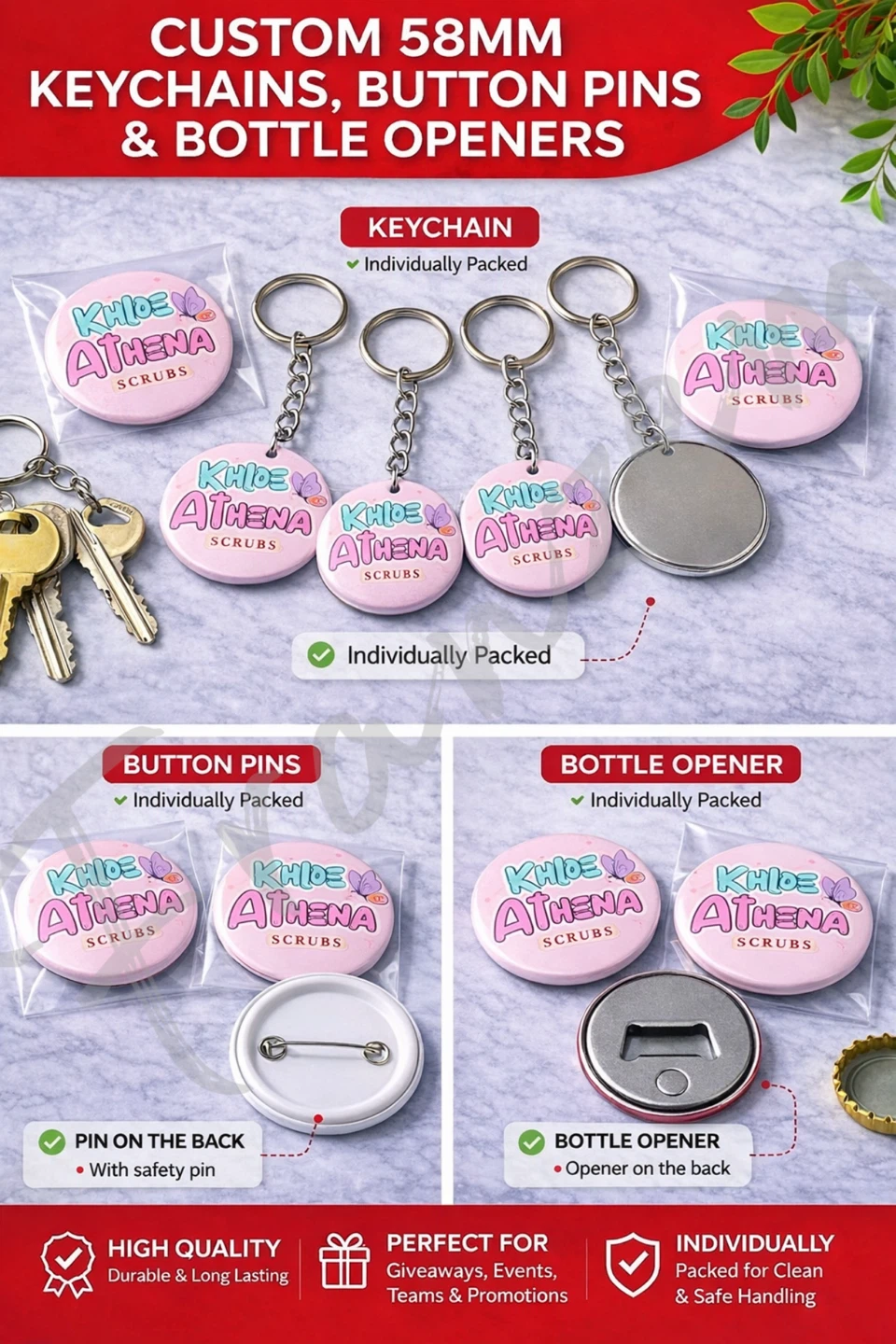 Custom 58mm Keychains, Button Pins & Bottle Openers - photo 2