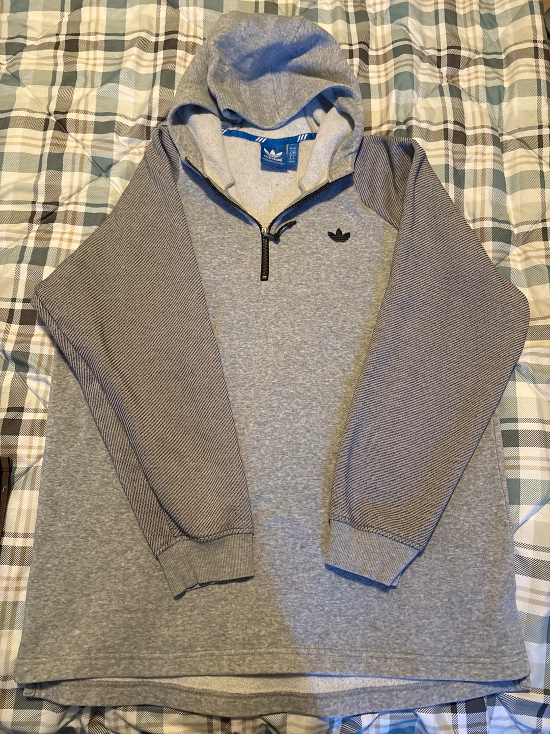 Adidas Half Zip Hoodie Grey Size L