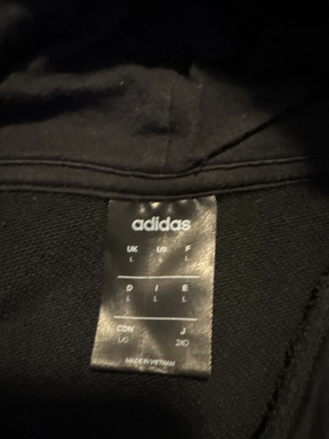 Adidas Black Hoodie with White Stripes - Size L - photo 2