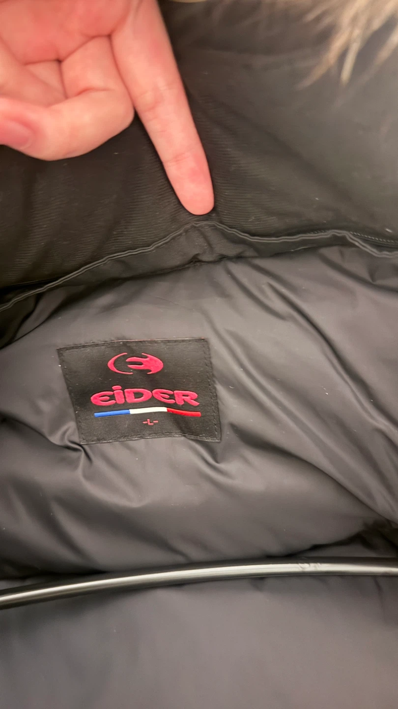 L size Eider Black Parka Jacket with Fur Hood - photo 3