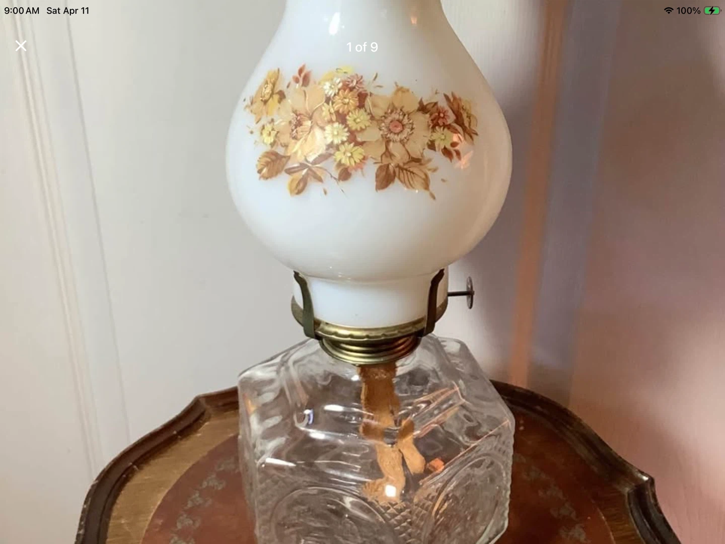 Vt Lamplight Farms Oil Lamp w Milk Glass Shade 🐞