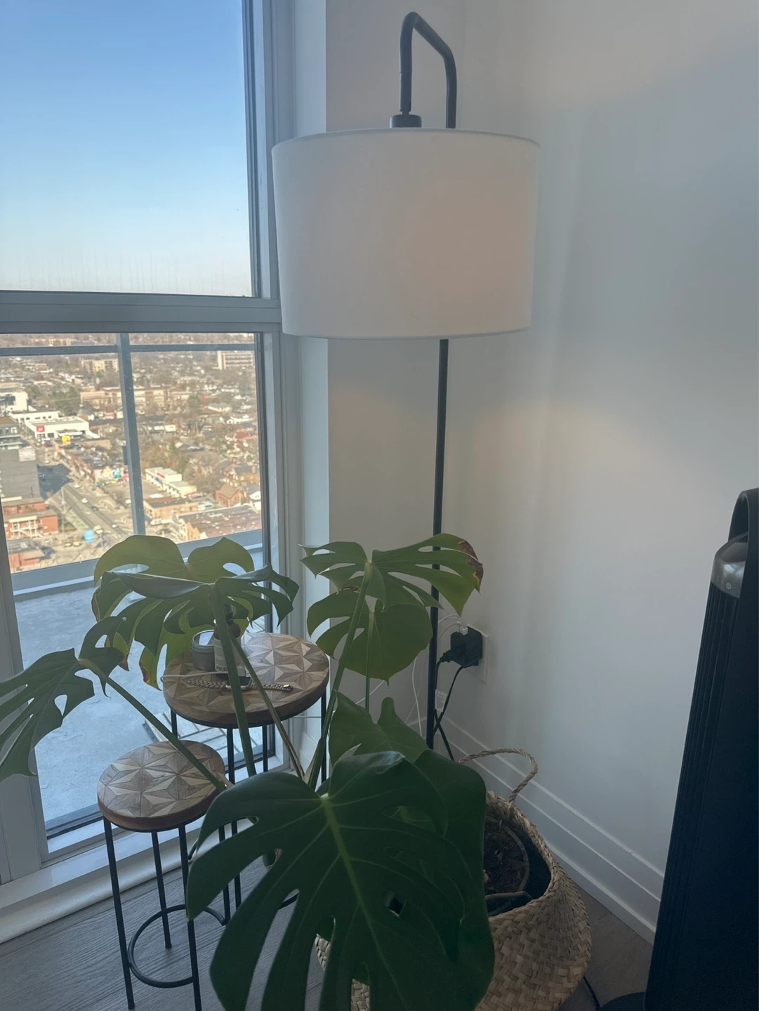 Modern Floor Lamp with White Drum Shade