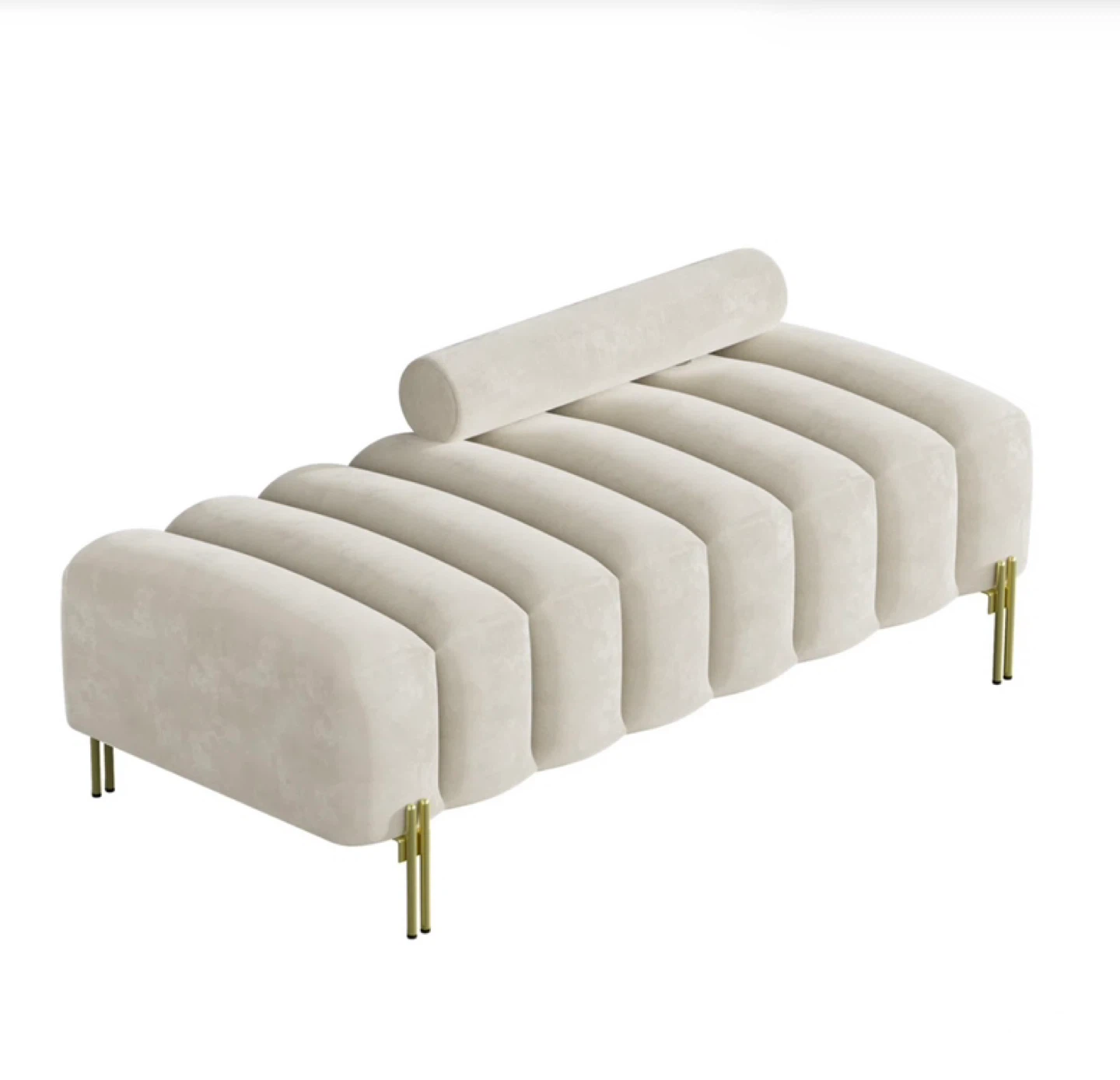 Brand New Beige Tufted Bench with Adjustable Backrest - photo 2