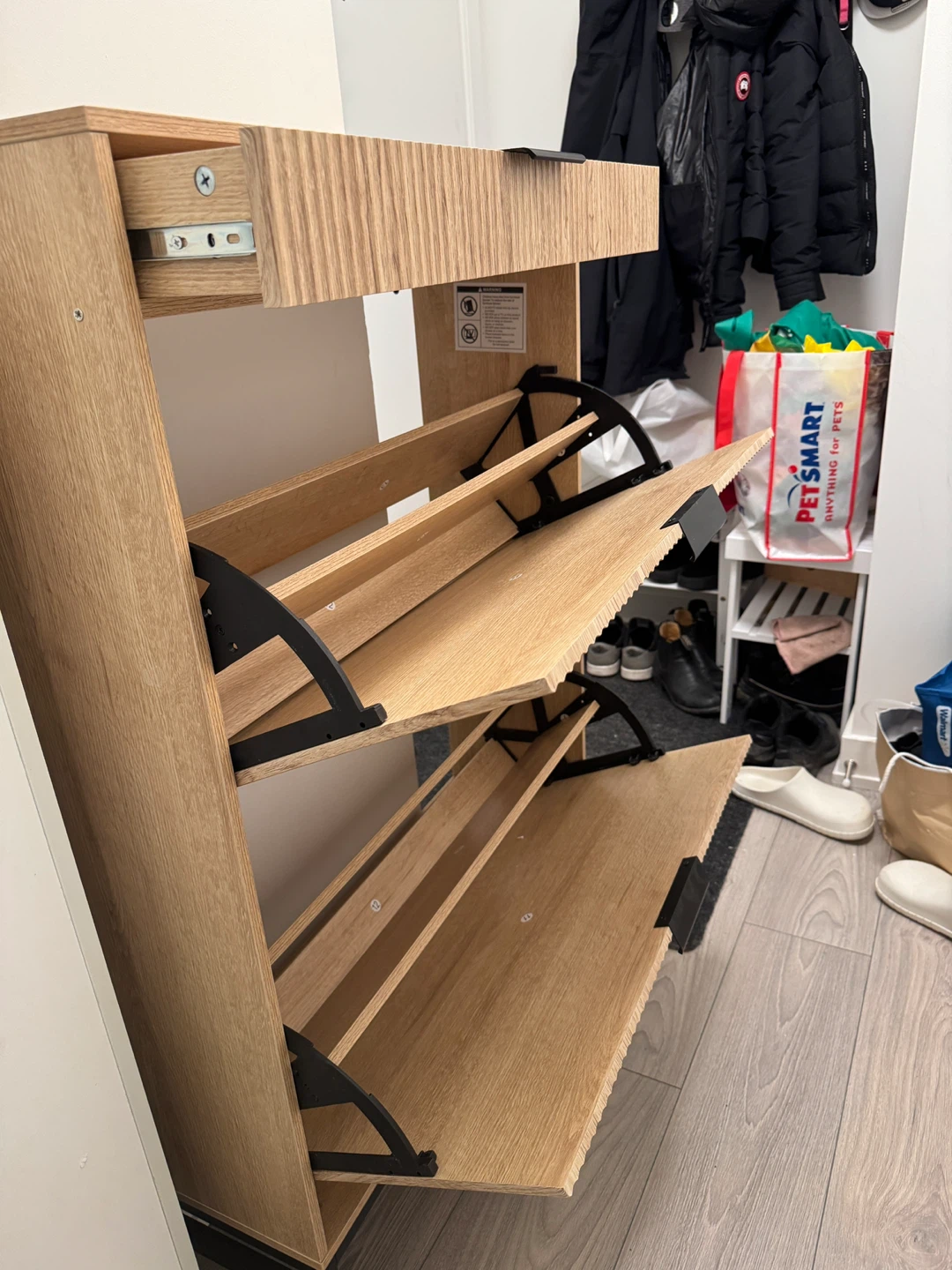 Wooden Shoe Cabinet with 2 Flip Drawers