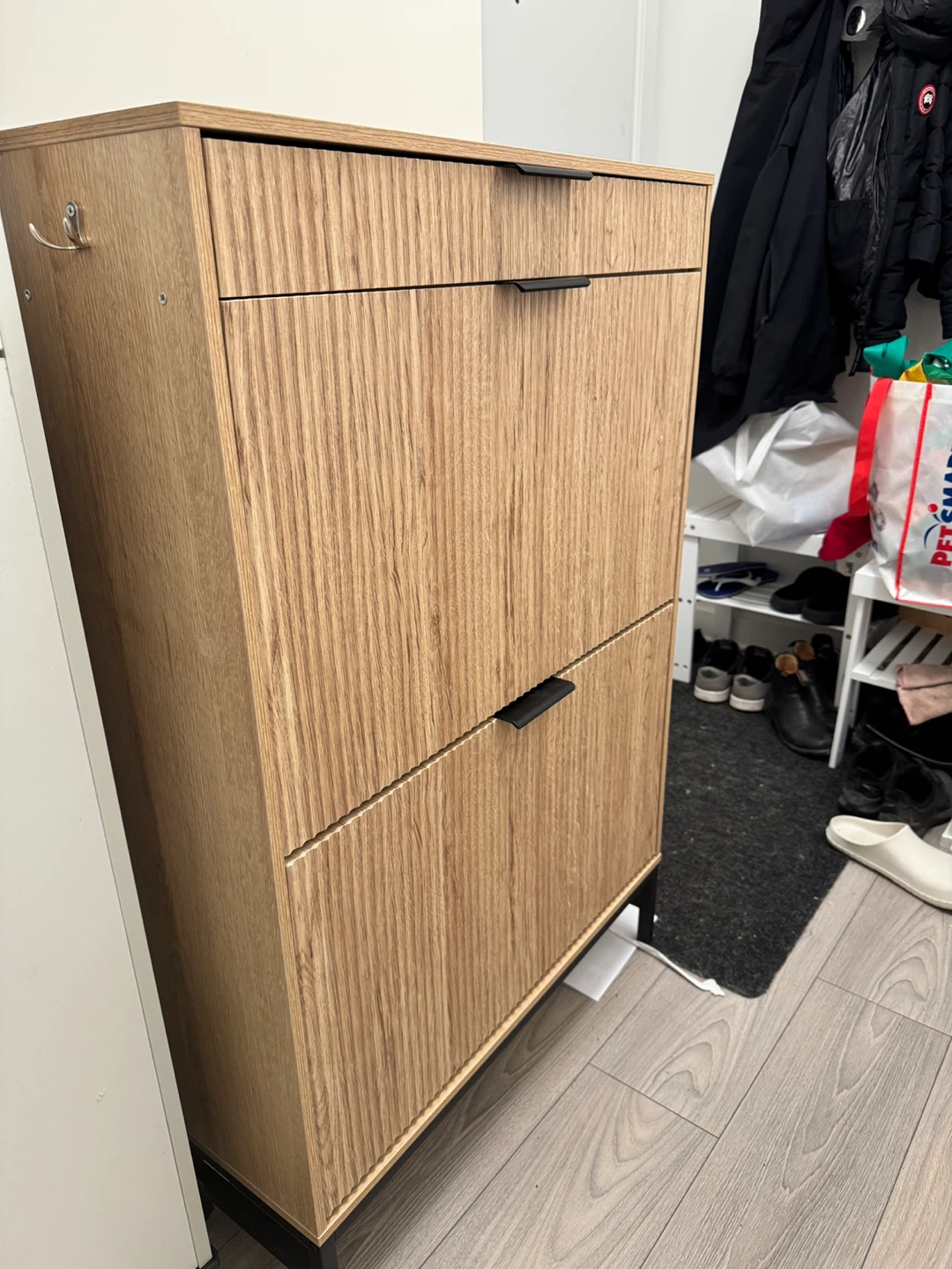 Wooden Shoe Cabinet with 2 Flip Drawers - photo 2