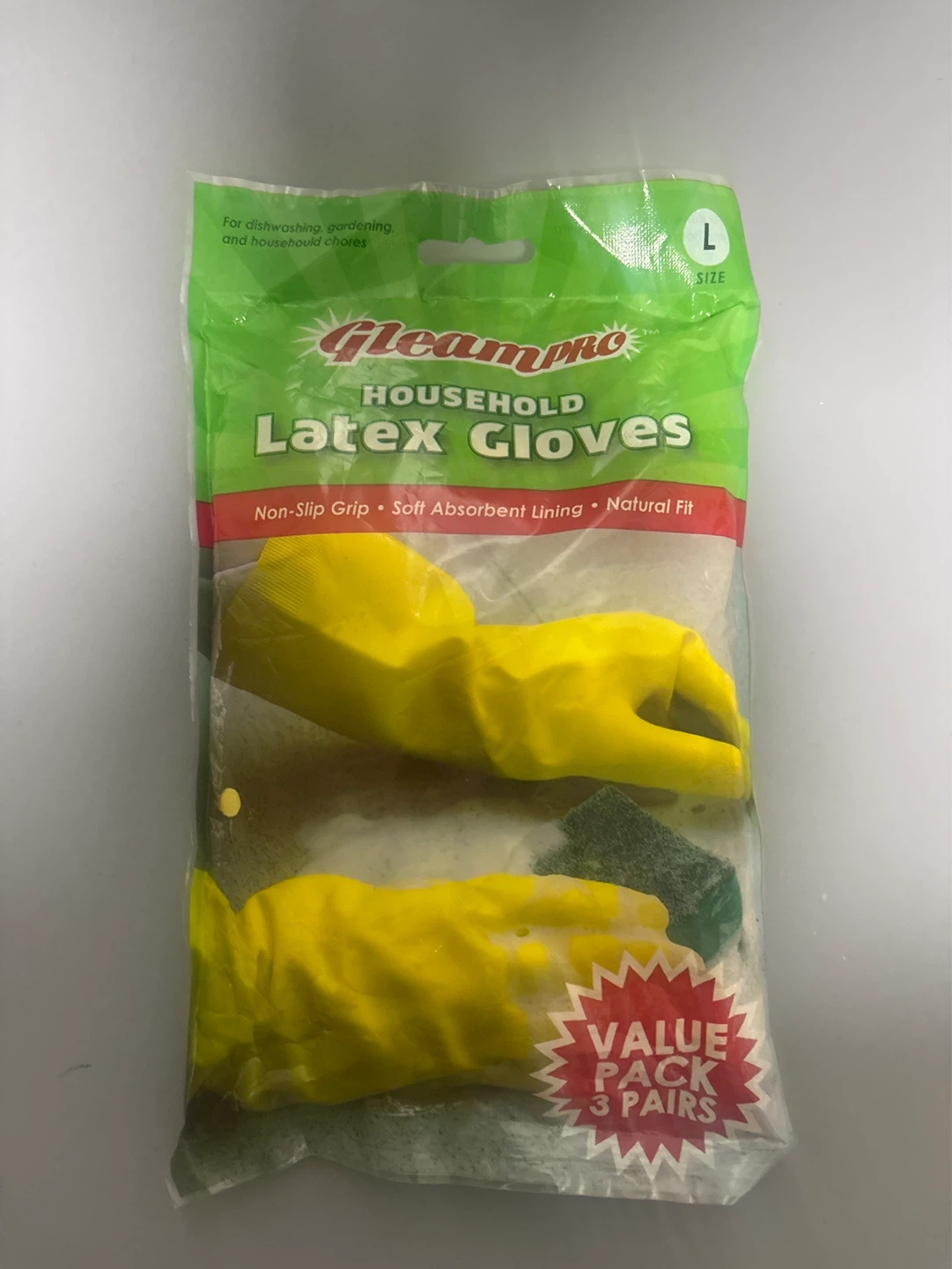 GleamPro Household Latex Gloves - Size L (3 Pairs) - photo 3