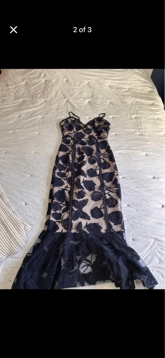 Lulus Navy Floral Lace Dress Size S - photo 2