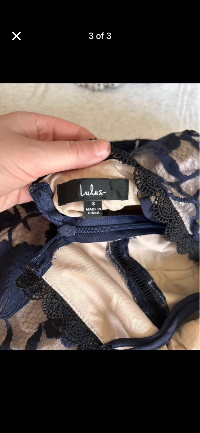 Lulus Navy Floral Lace Dress Size S