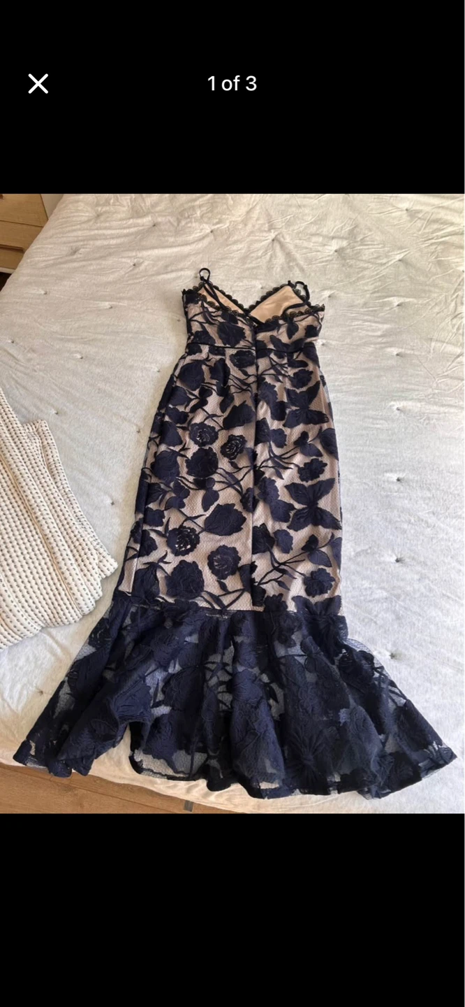 Lulus Navy Floral Lace Dress Size S - photo 3
