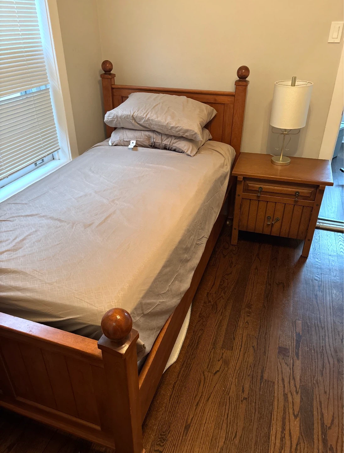 Wooden Twin Bed Frame with Headboard and Footboard