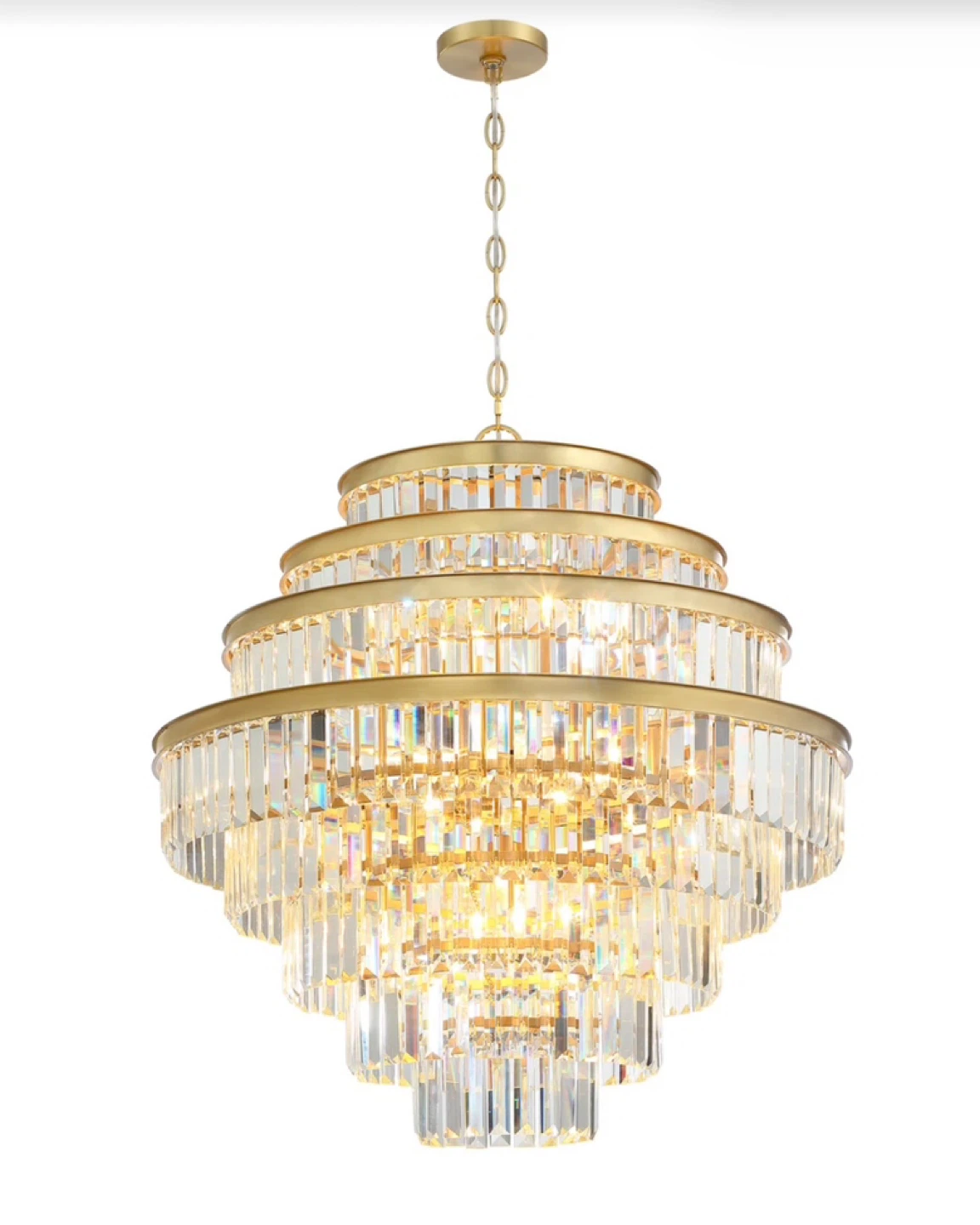 Brand New Gold Tiered Crystal Chandelier - photo 2
