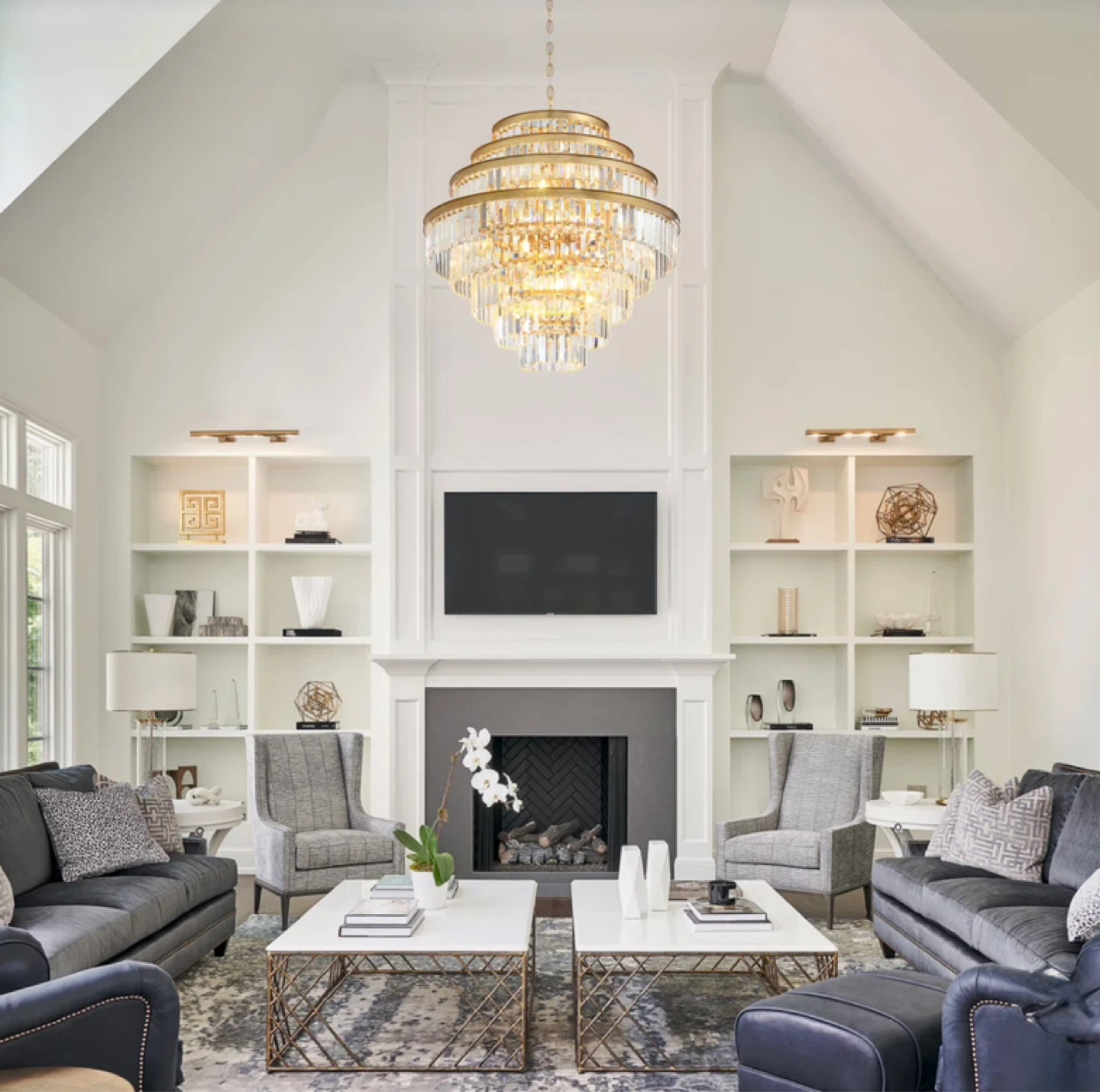 Brand New Gold Tiered Crystal Chandelier - photo 4