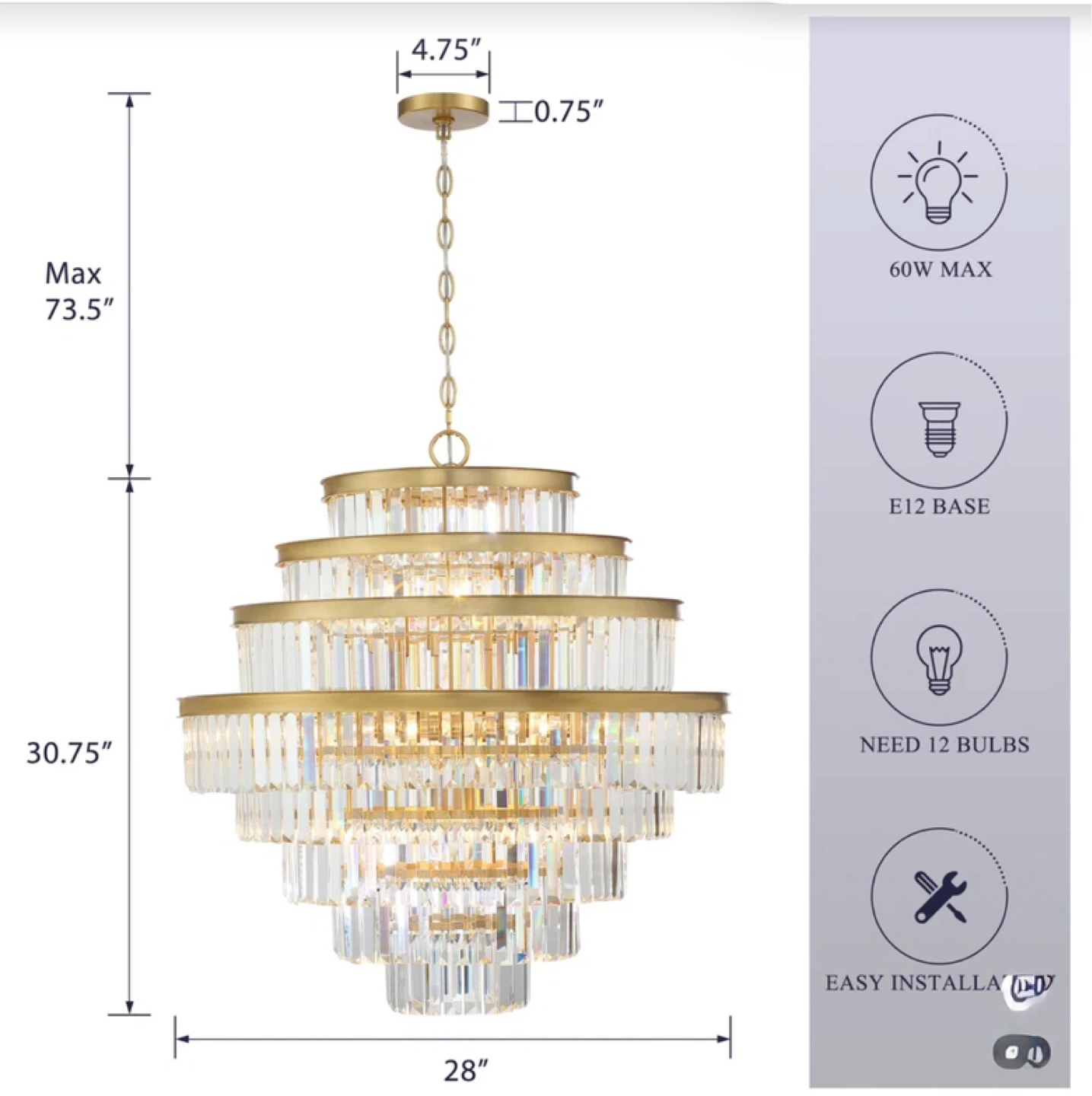 Brand New Gold Tiered Crystal Chandelier - photo 5