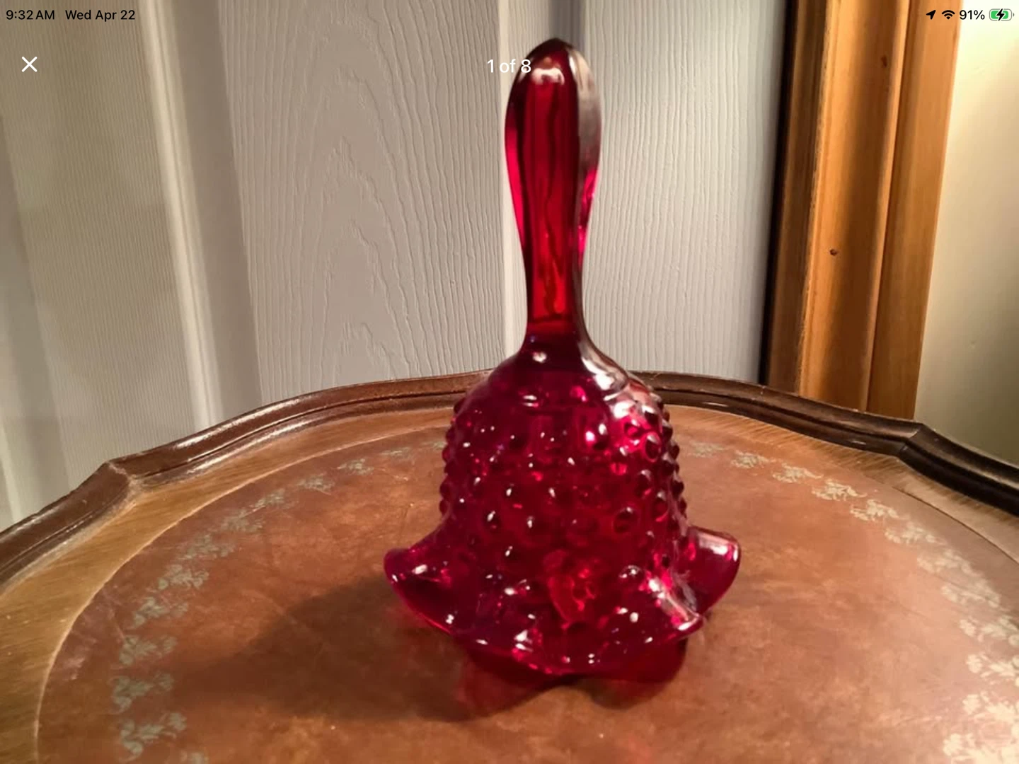 Vt Fenton Ruby Red Cranberry Hobnail Bell 🐞