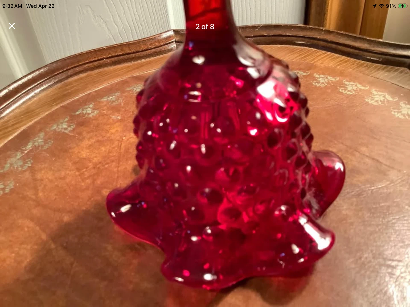 Vt Fenton Ruby Red Cranberry Hobnail Bell 🐞 - photo 2