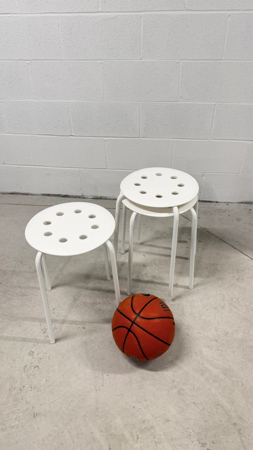 Set of 3 White Stackable Stools