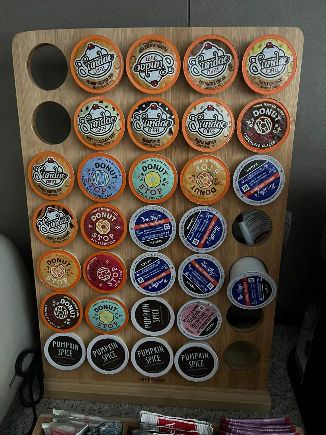 Variety Pack K-Cup Coffee Pods and bamboo pod holder