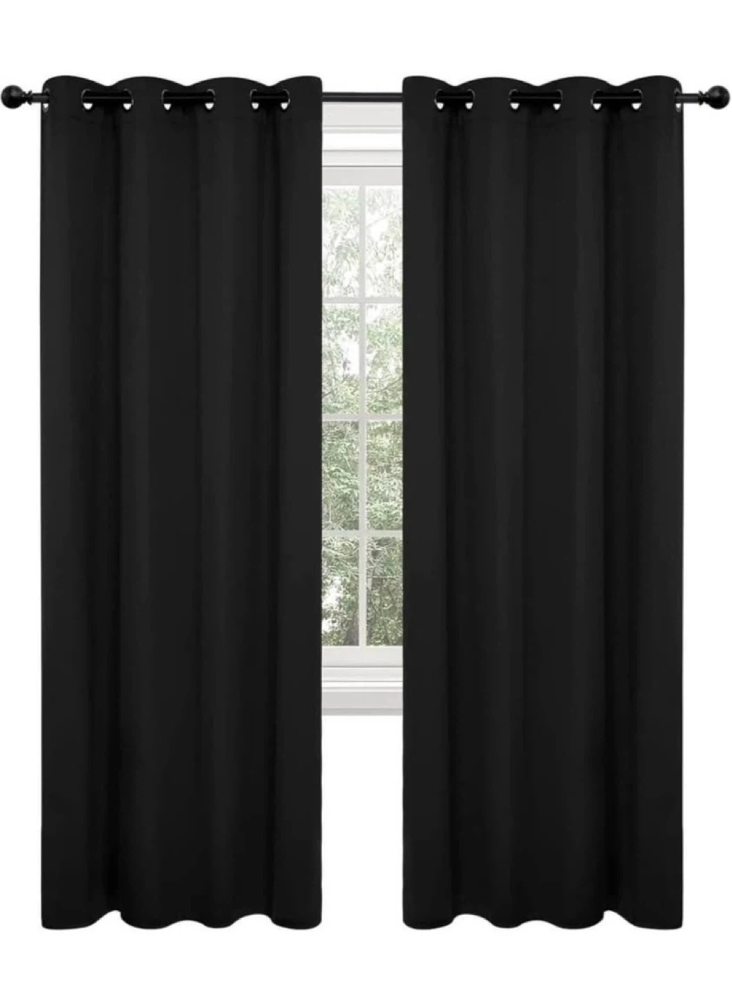 Black Grommet Curtains - Set of 2