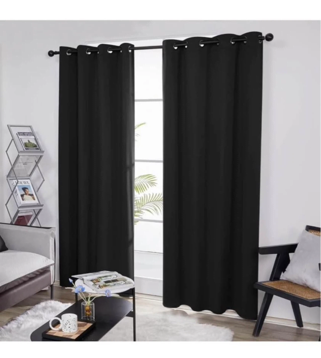 Black Grommet Curtains - Set of 2 - photo 2