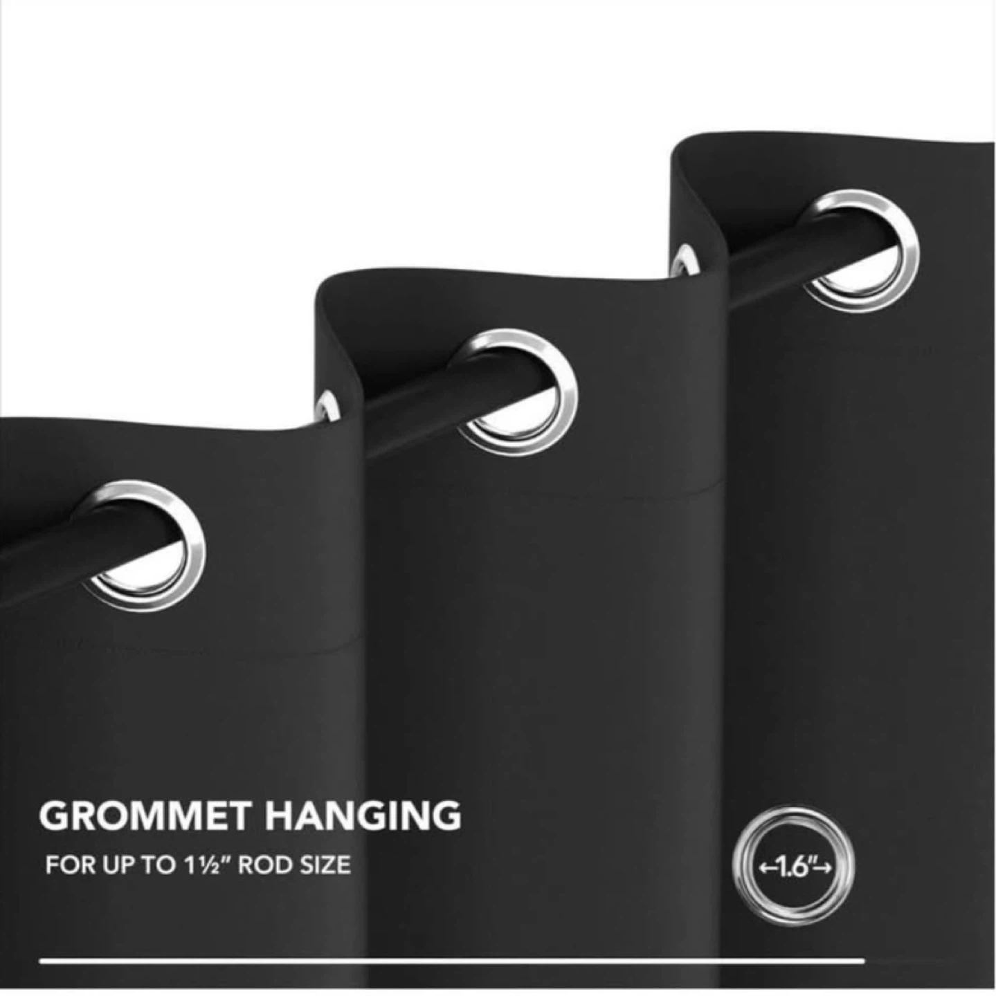Black Grommet Curtains - Set of 2 - photo 3