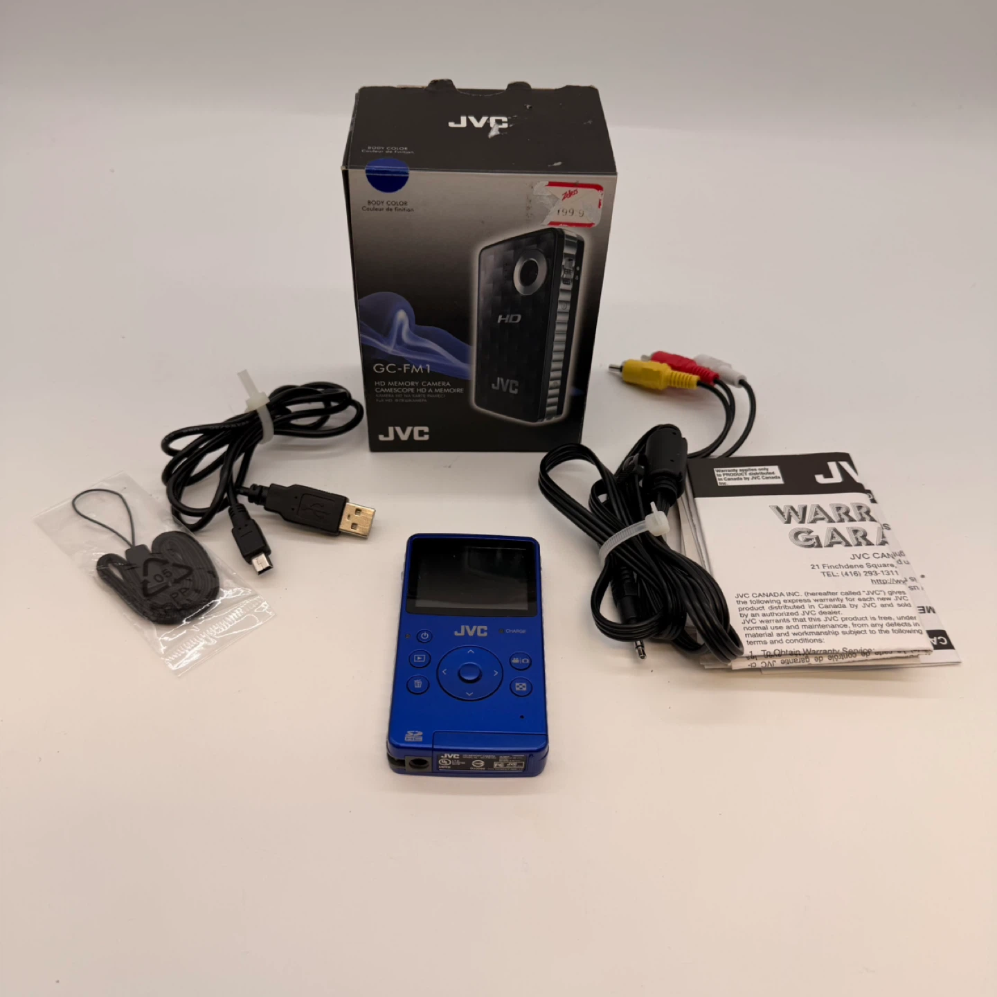 JVC GC-FM1 HD Memory Camera Blue Complete In Box Like New