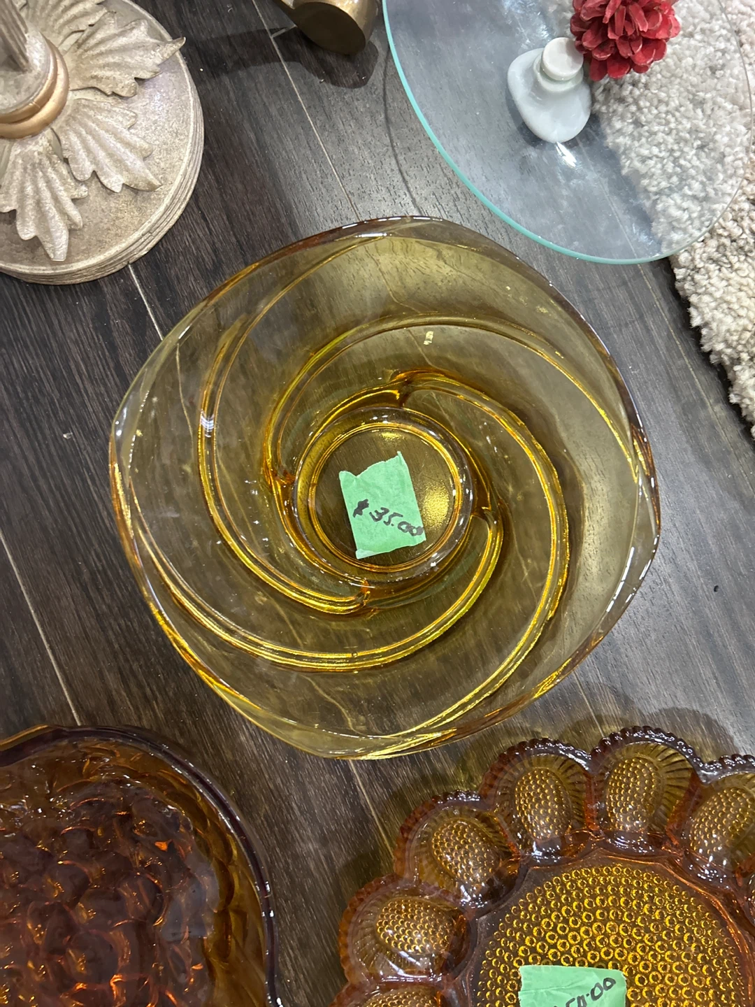 Amber Carnival Glass Bowls and Plates - photo 3