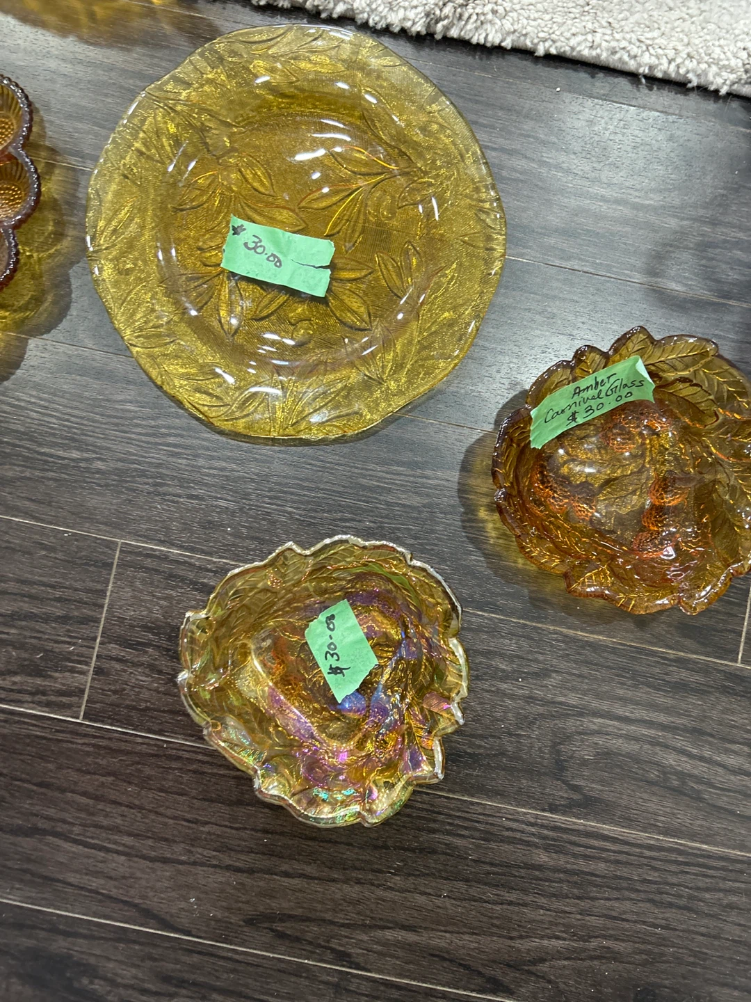 Amber Carnival Glass Bowls and Plates - photo 2