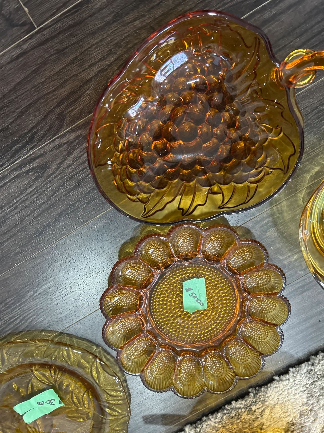 Amber Carnival Glass Bowls and Plates
