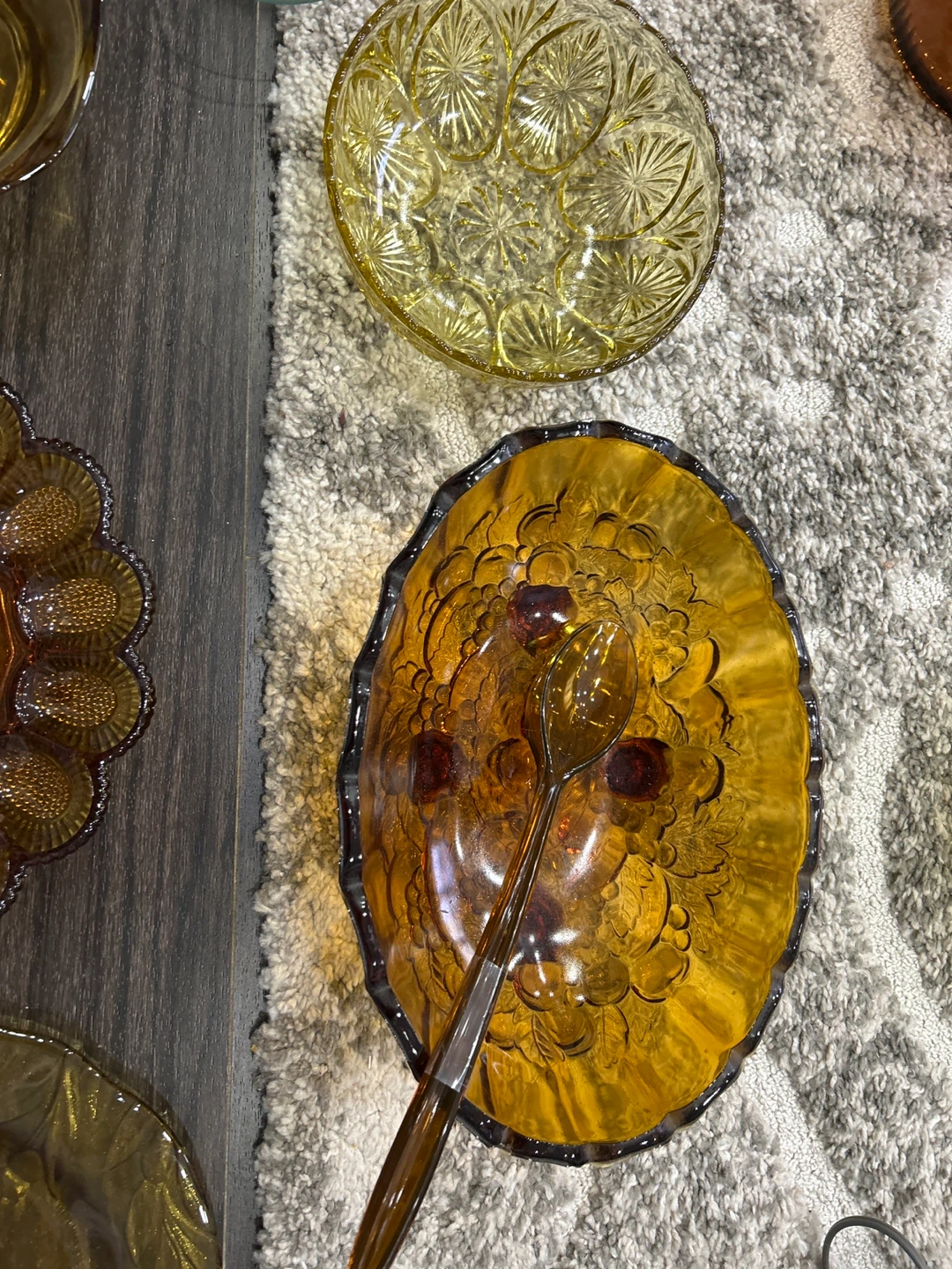 Amber Carnival Glass Bowls and Plates - photo 4