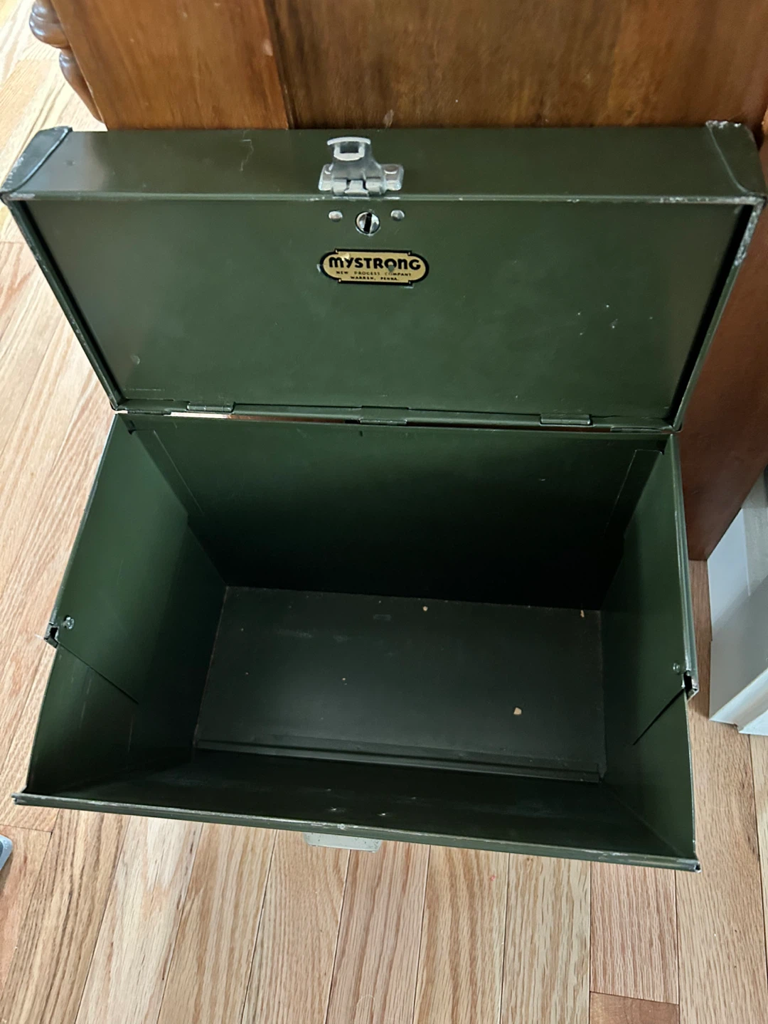 Vintage Mystrong Metal Storage Box Case - Olive Green - photo 5