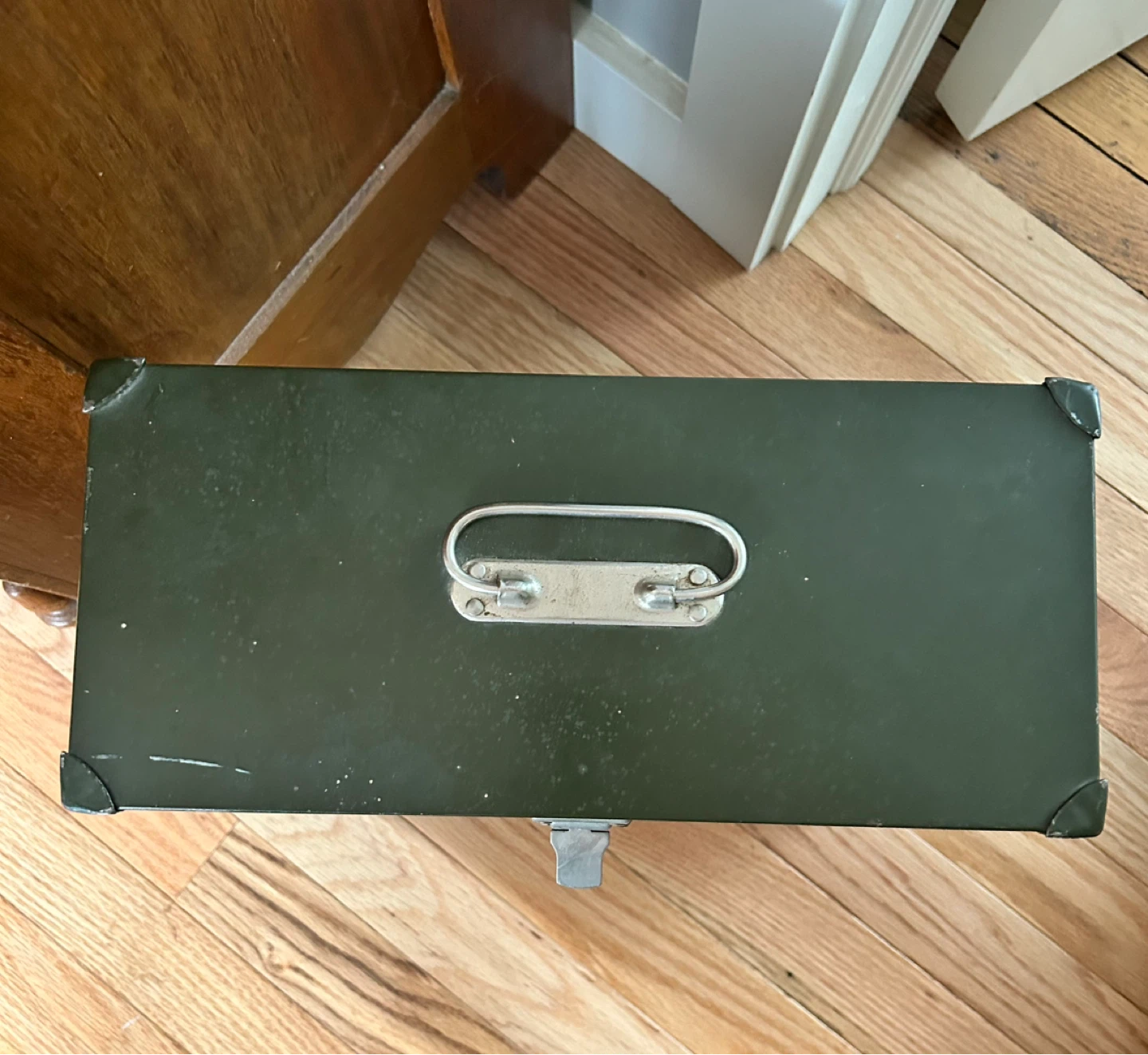 Vintage Mystrong Metal Storage Box Case - Olive Green - photo 3